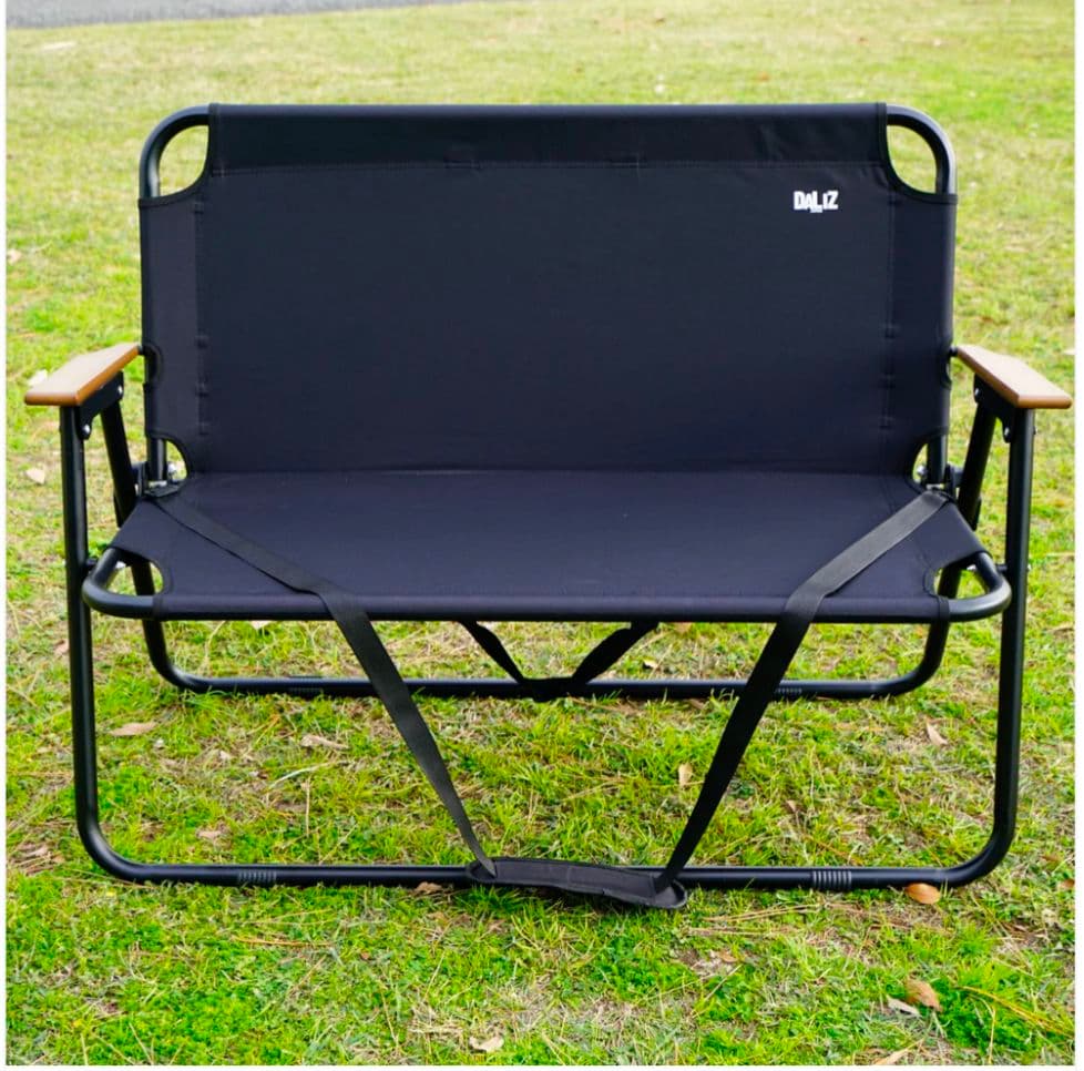 折りたたみベンチ 2人掛け クッション付き 肩掛け収納可 アウトドアチェア