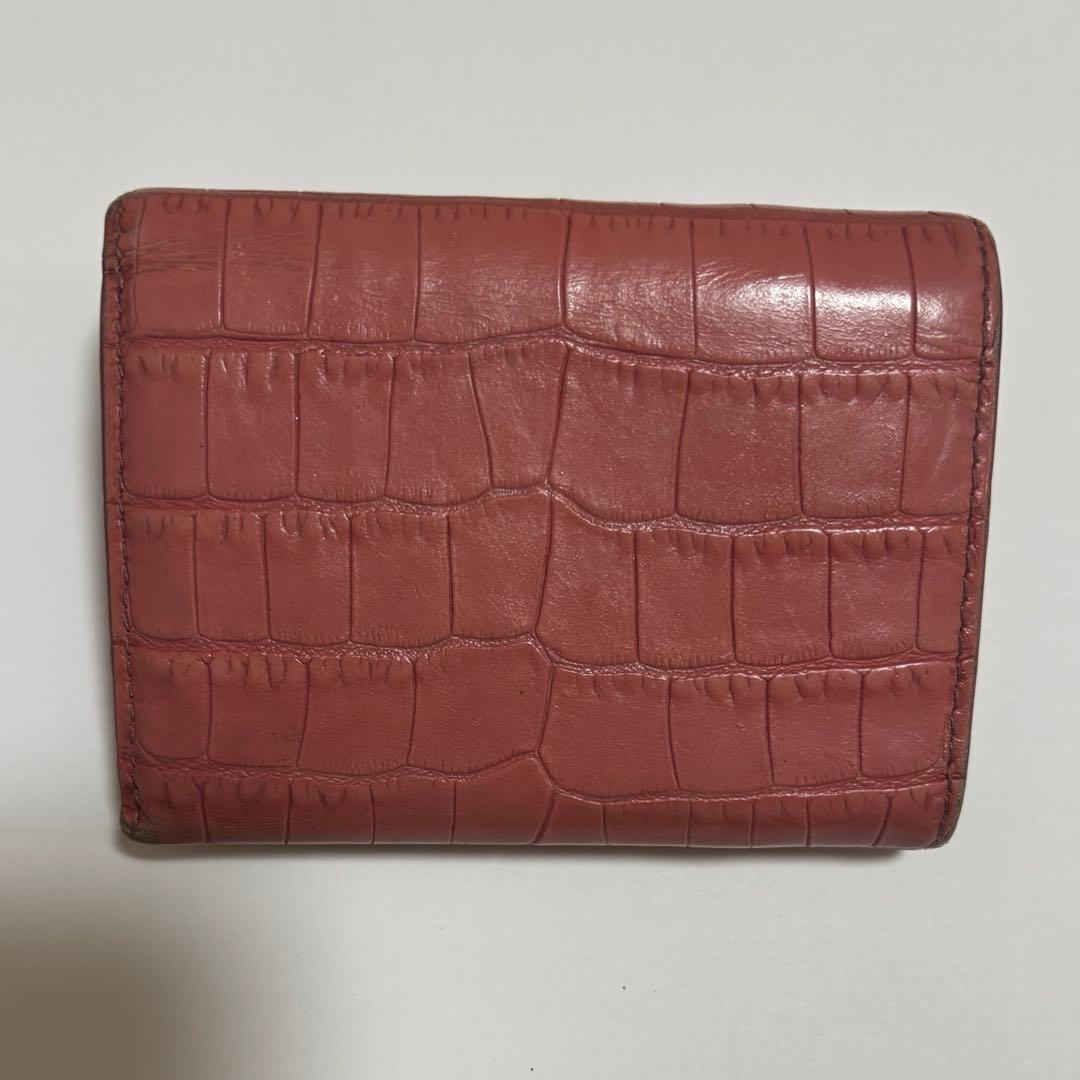 miumiu 3つ折り財布SMH021 ピンクブラウン クロコ型押し加工 レザー