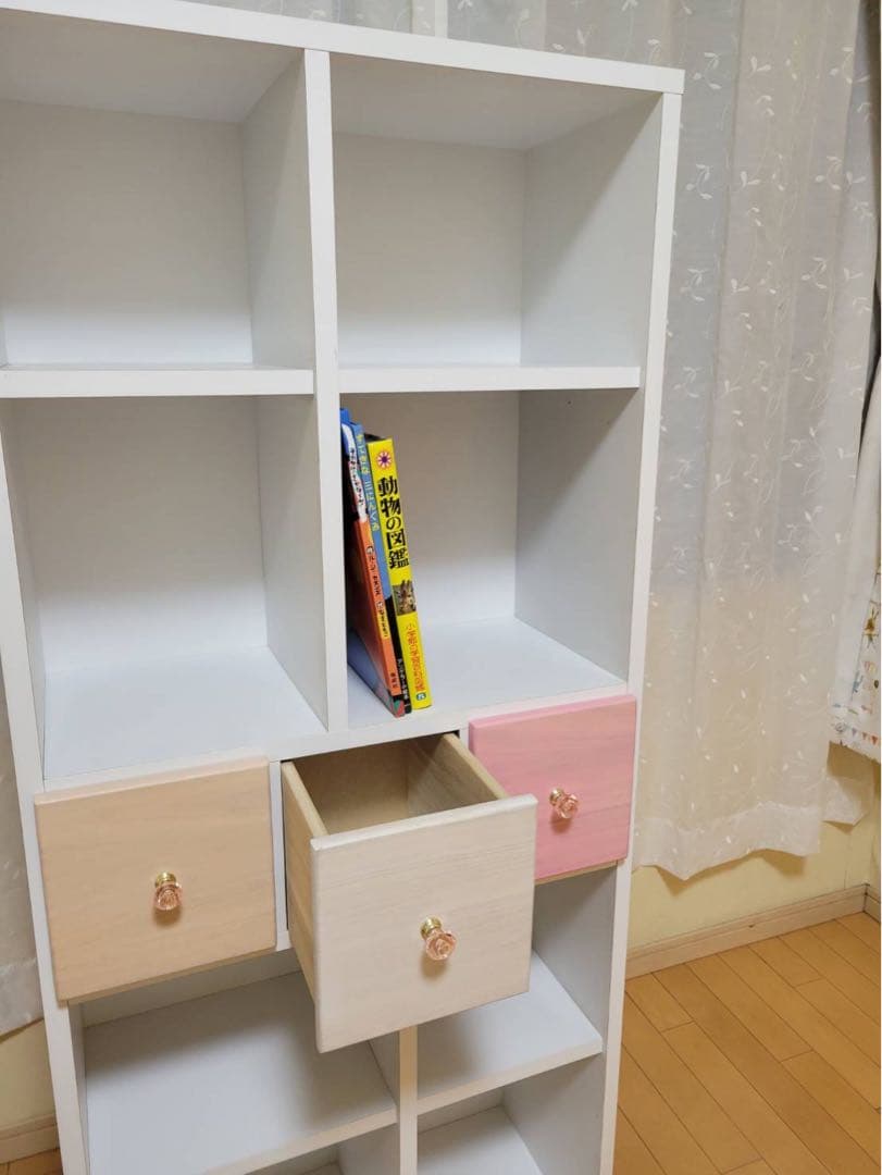 杏*様 ホワイトオープンシェルフ 引き出し付き