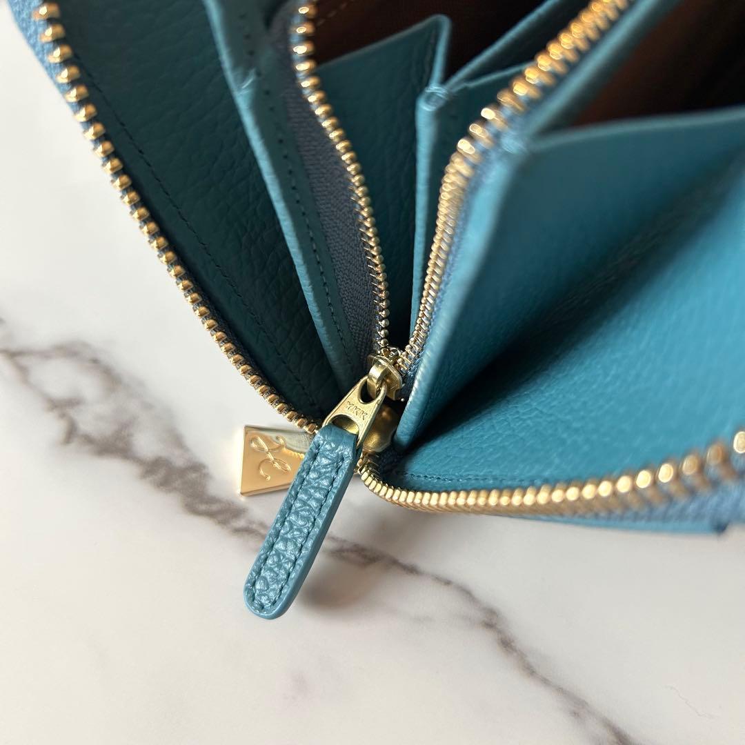 匿名配送 美品 傳濱野 長財布 ミーティアウォレット セピアブルー