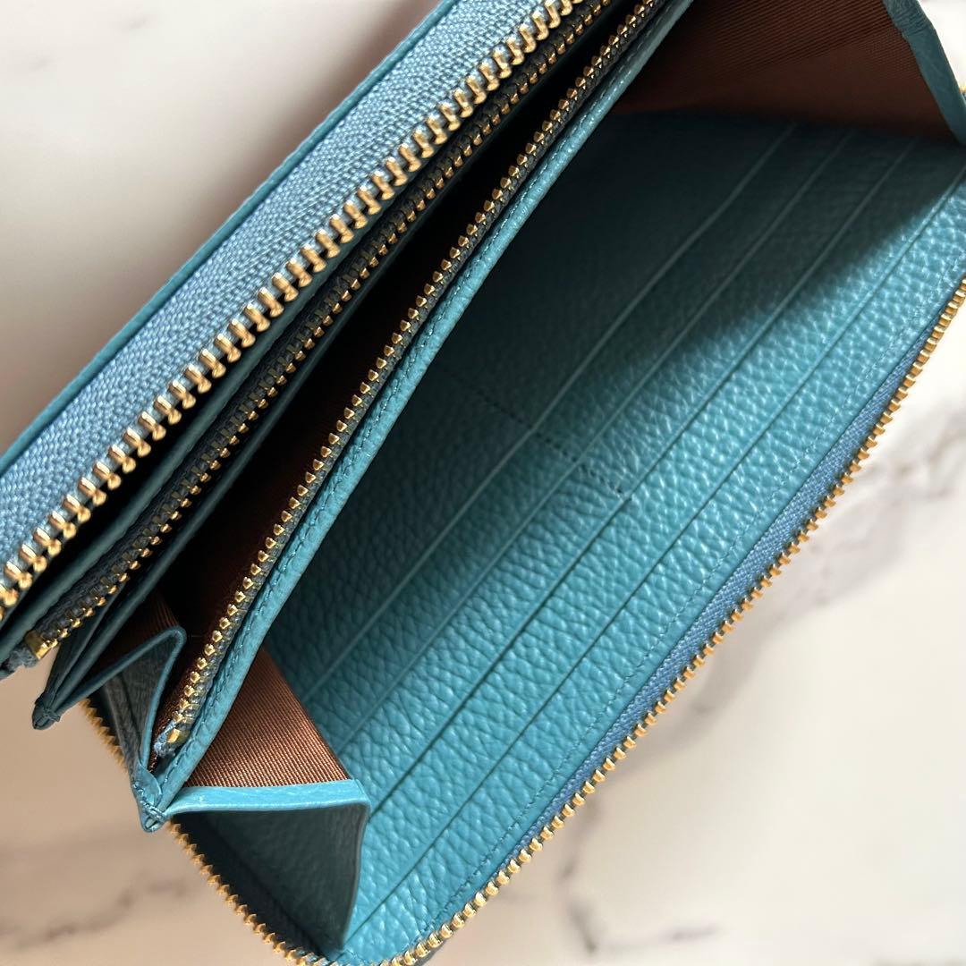 匿名配送 美品 傳濱野 長財布 ミーティアウォレット セピアブルー