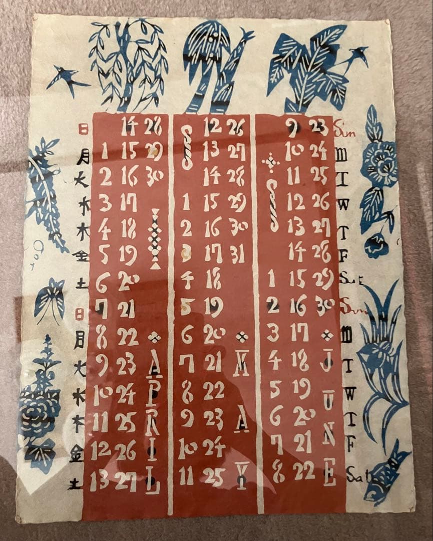 芹沢銈介カレンダー 1957年 レア作品