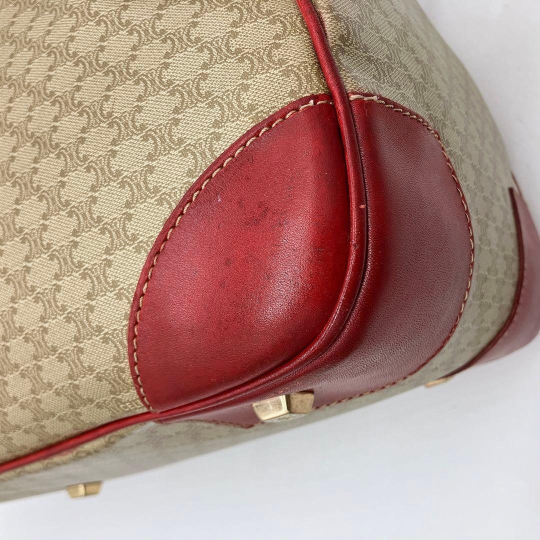 【CELINE】2wayバッグ　ボストンバッグ　マカダム柄　PVC レッド