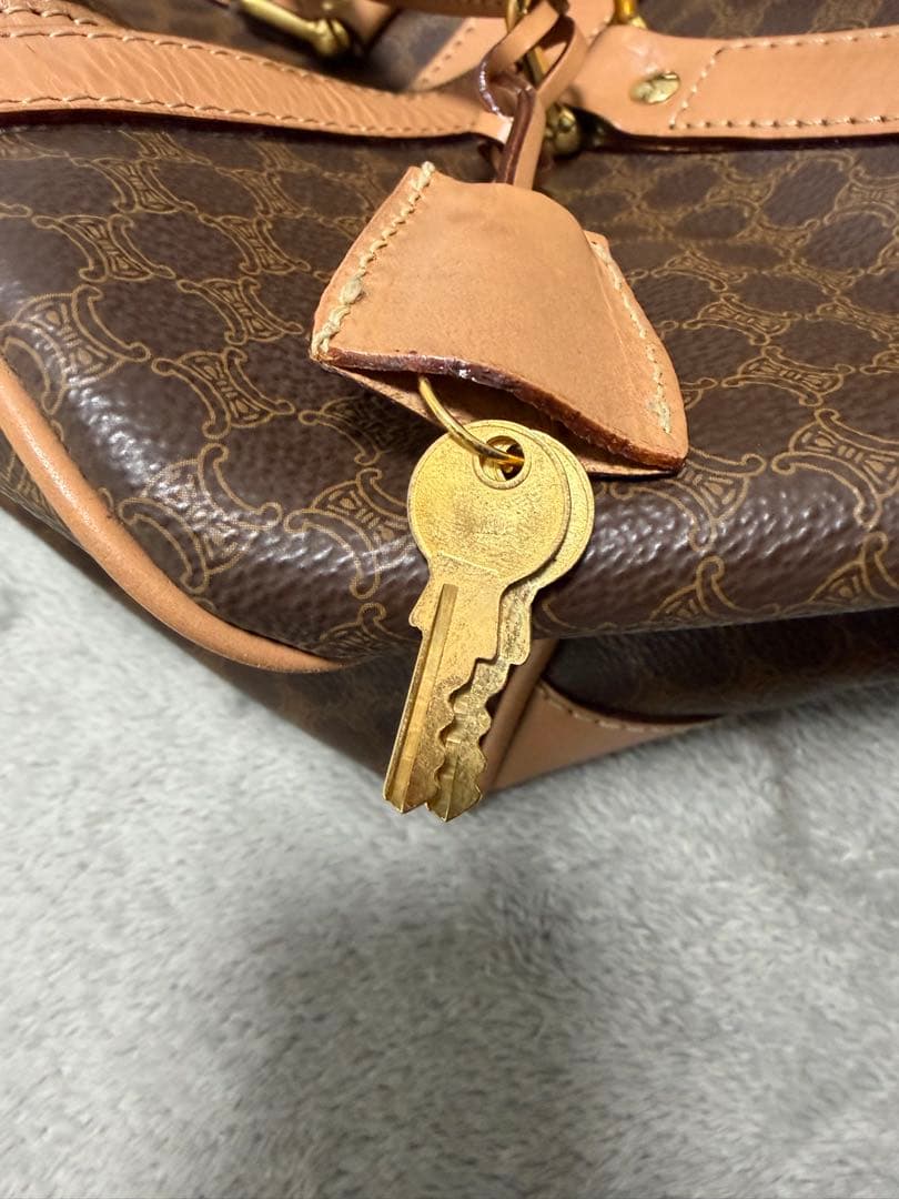 CELINE ボストンバッグ旅行バッグトラベル マカダムPVC/レザーブラウン