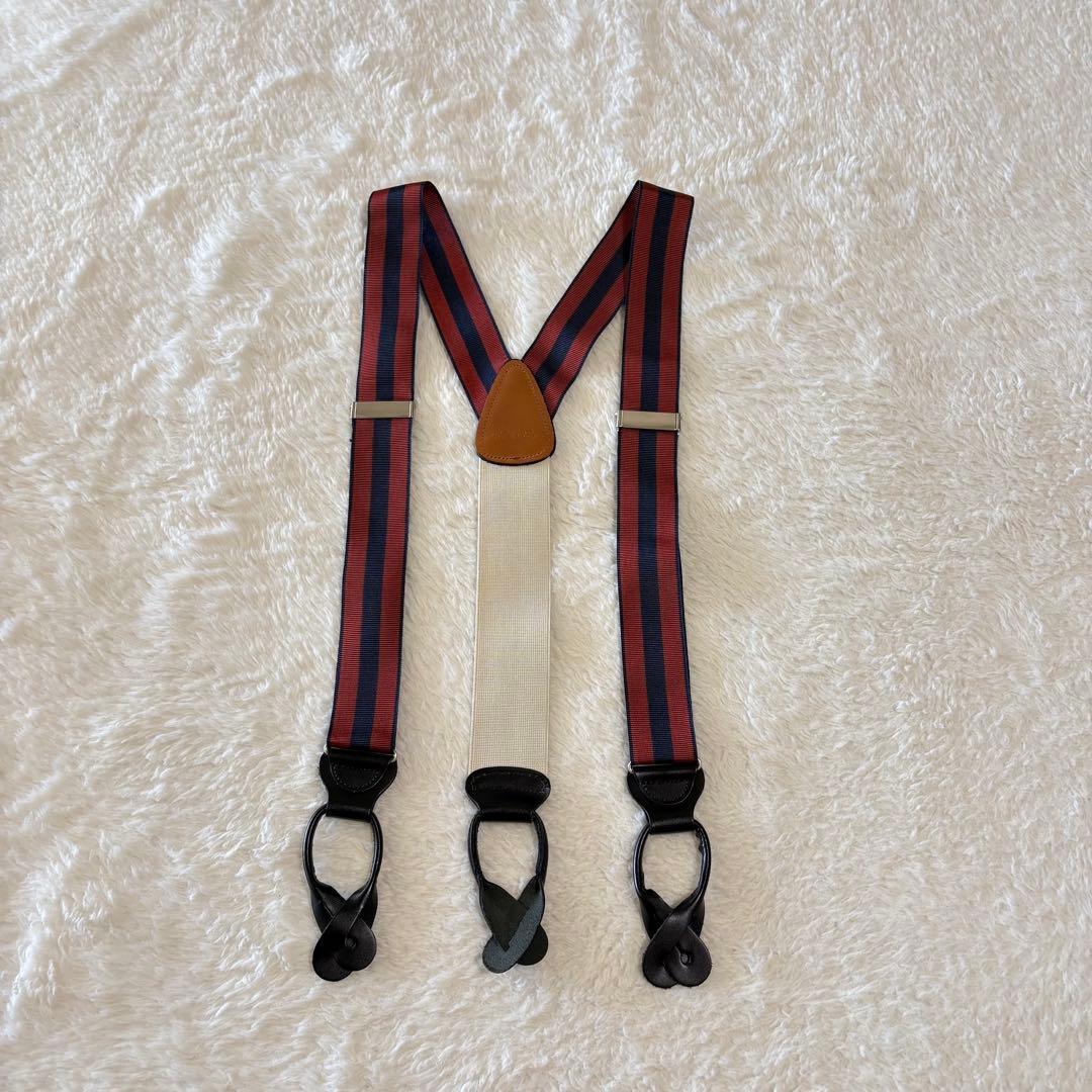 ブルックスブラザーズ ストライプ柄サスペンダー 未使用級美品 イングランド製