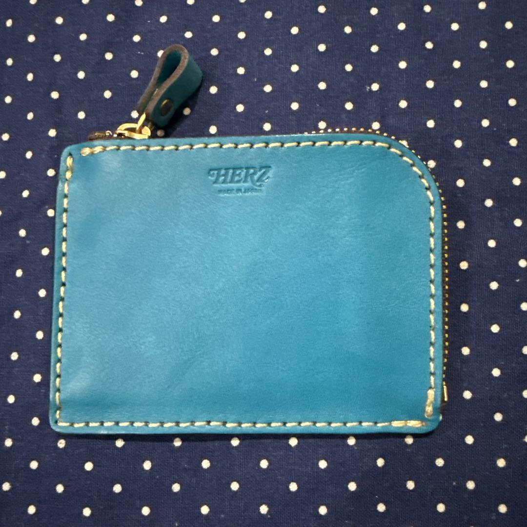 未使用品】 HERZ ヘルツ ☆ L字ファスナーミニ財布 セルリアンブルー