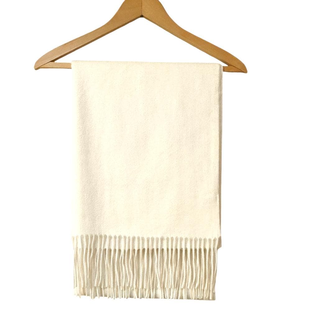 大判190㎝ホワイト無染色100%カシミヤストールマフラー新品プレゼントに