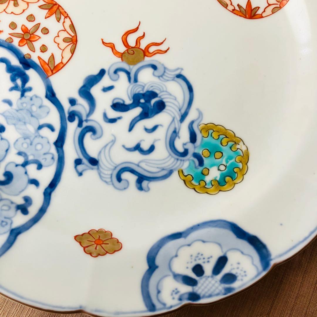 精磁会社　③ 輪花プレート　鳳凰　丸紋　有田焼　明治伊万里　希少　古伊万里