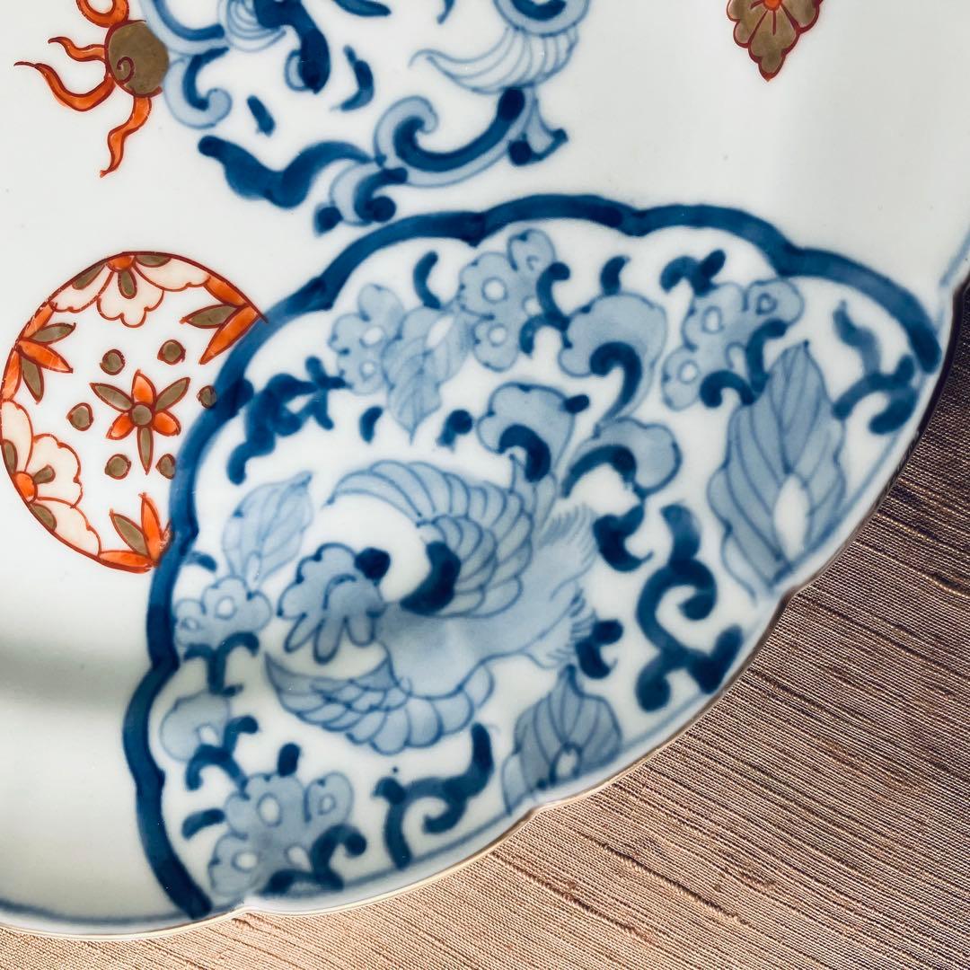 精磁会社　③ 輪花プレート　鳳凰　丸紋　有田焼　明治伊万里　希少　古伊万里