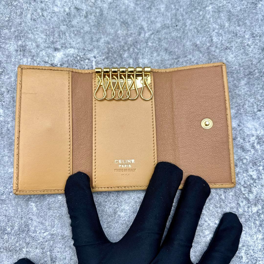 極美品　セリーヌ トリオンフ マカダム 6連キーケース ブラウン M14