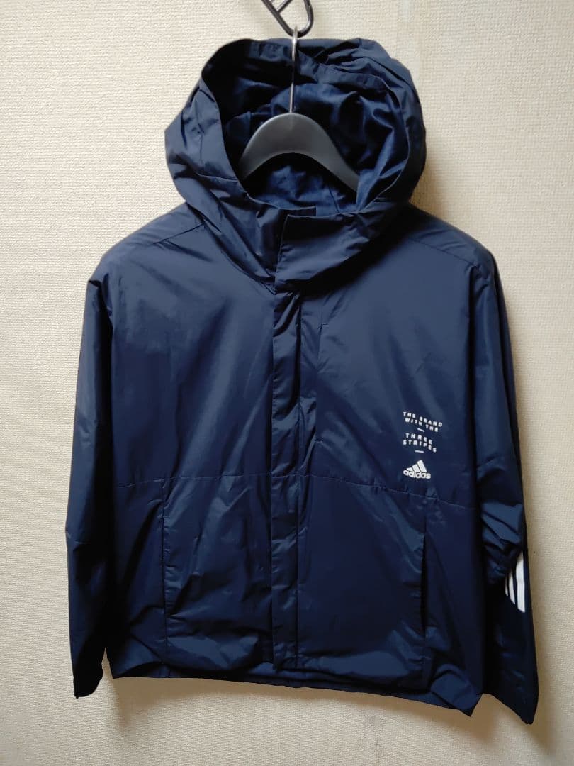 adidas ナイロンセットアップ裏地付き防寒 ネイビー