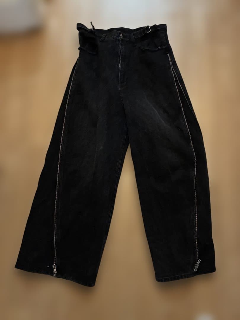 GRANCY】グランシー ジップデザイン バギーデニム パンツ Lサイズ