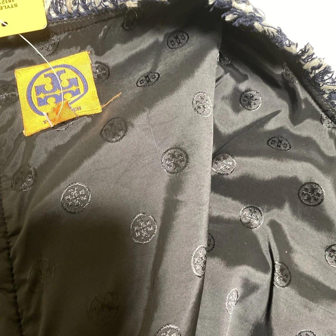 新品 TORY BURCH ツイード ワンピース ペトラ 紺x黒 2