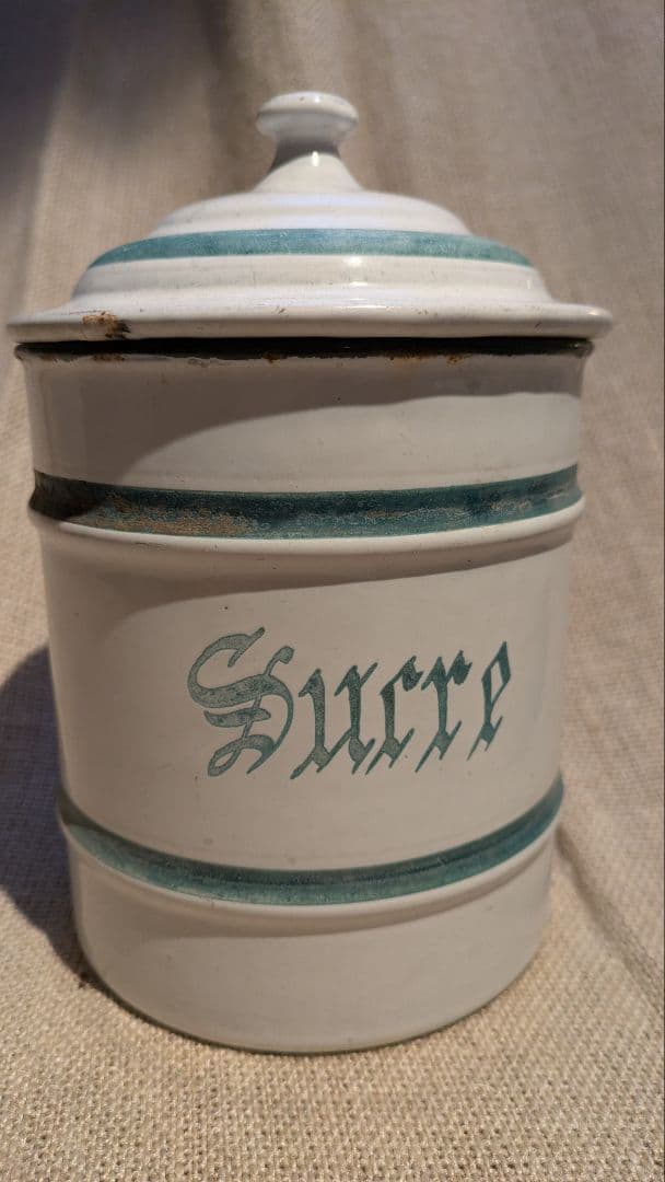 フランス　希少エトワール社　アンティーク　ホーロー　キャニスター 6個セット