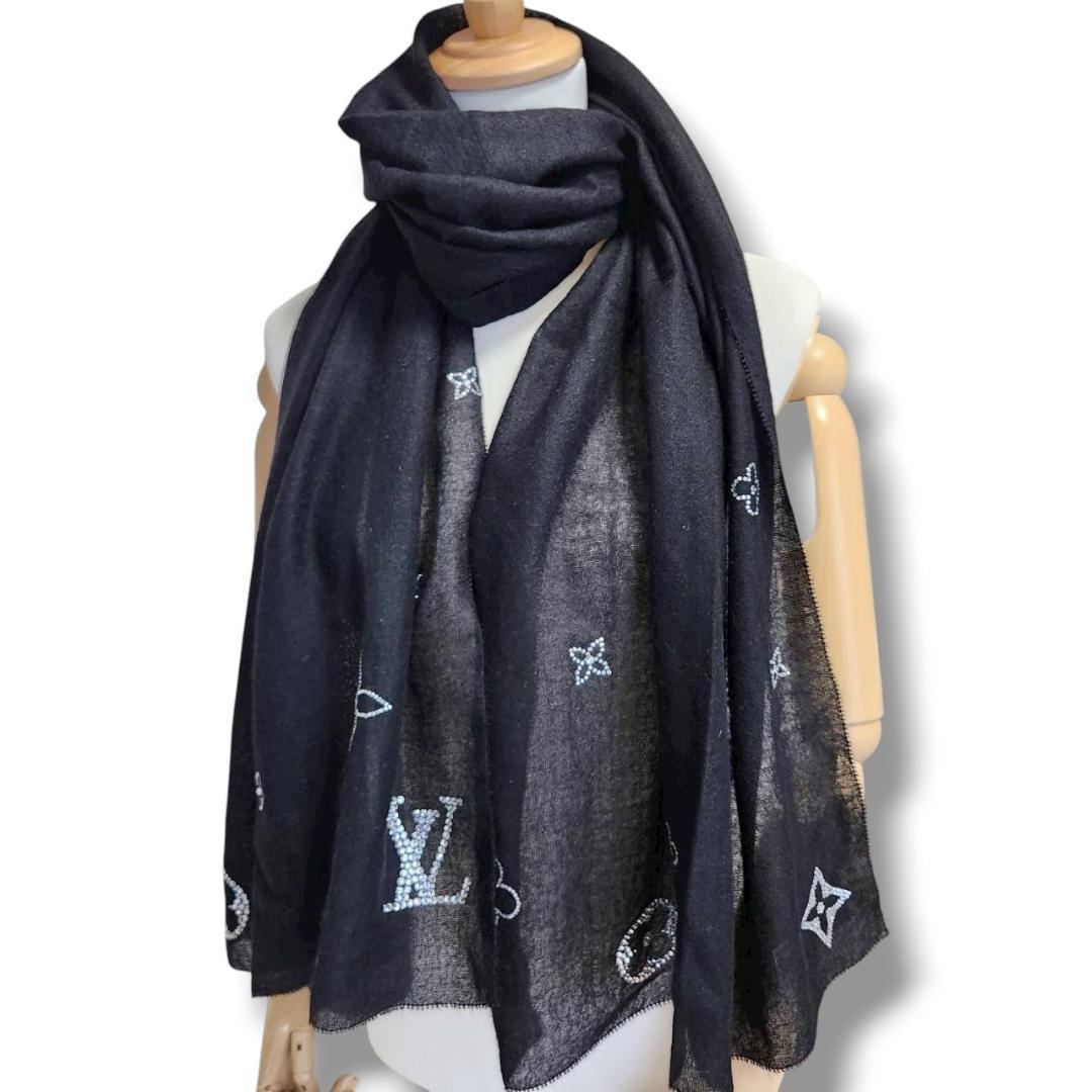 【60×180】ルイヴィトン ストール《モンテカルロ》スワロフスキー カシミヤ
