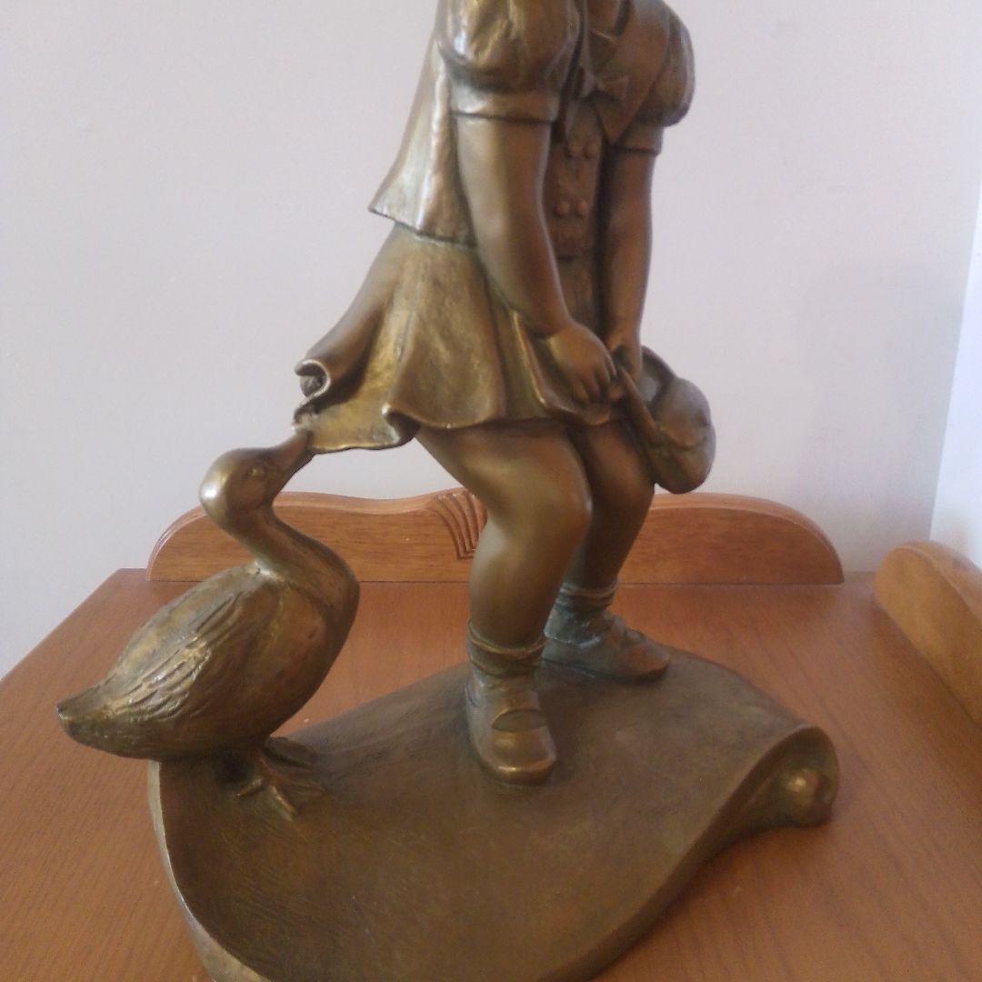 清可完器清　ブロンズ［少女と鴨］資産価値有り 本土のみの方