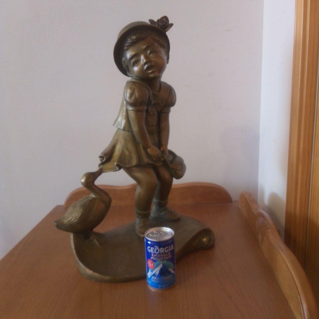 清可完器清　ブロンズ［少女と鴨］資産価値有り 本土のみの方