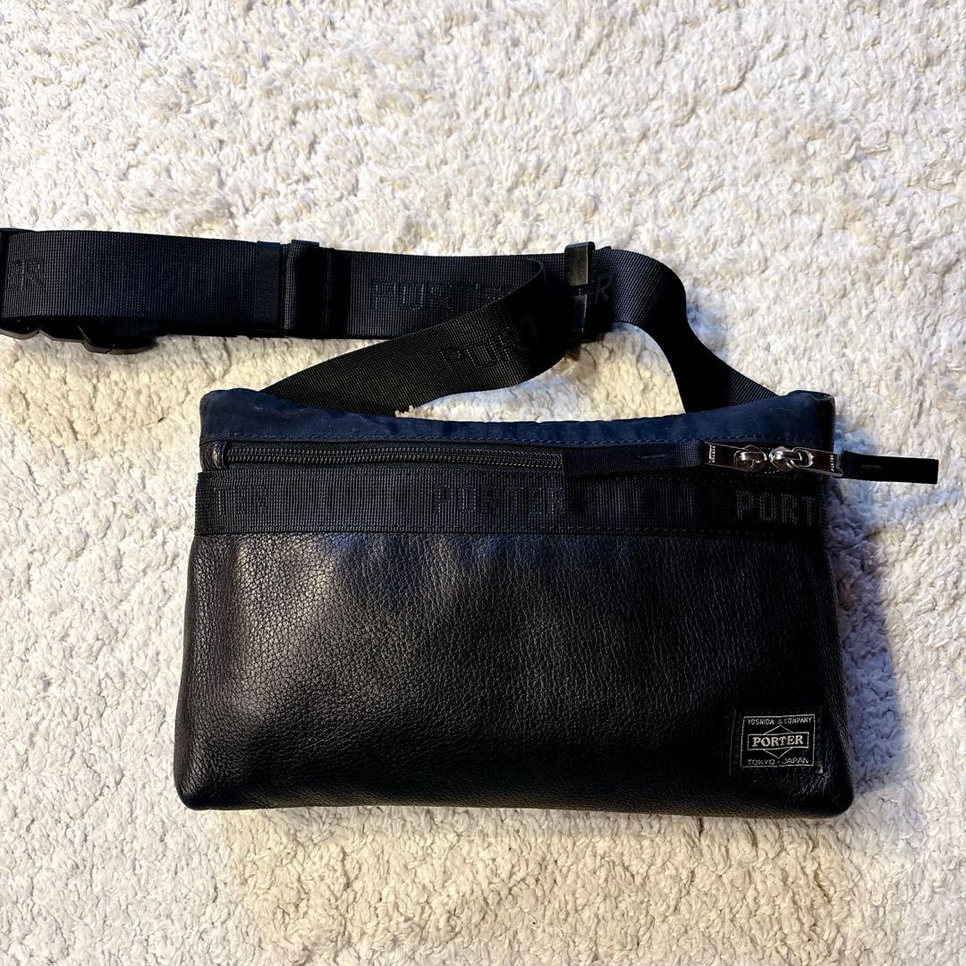 希少レア！廃番品PORTER RELAX ボディバッグ 本革 レザー×ナイロン