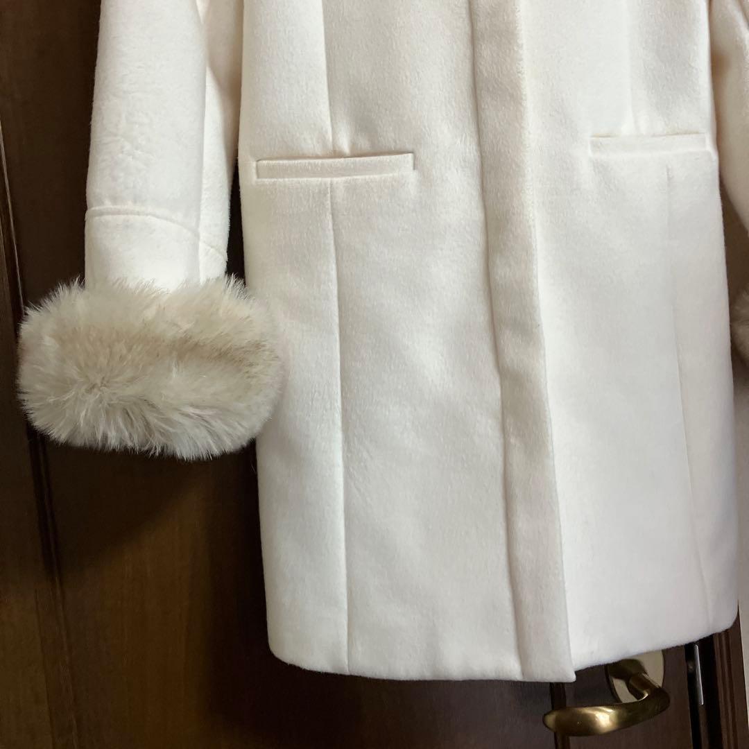 エブリン evelyn ビジュー 2way コート オフホワイト M - メルカリ