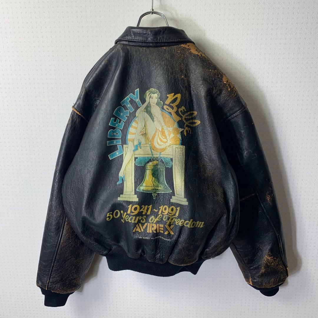 90s AVIREX A-2 レザージャケット 50周年記念 ピンナップガール - メルカリ