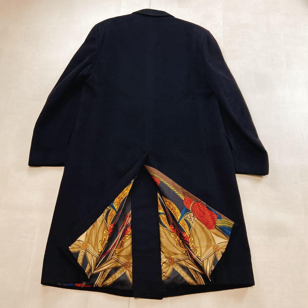 ヘルノ カシミヤ シルク100 ダブルチェスターコート52XL スカーフ柄