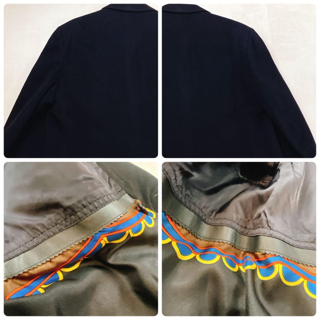 ヘルノ カシミヤ シルク100 ダブルチェスターコート52XL スカーフ柄