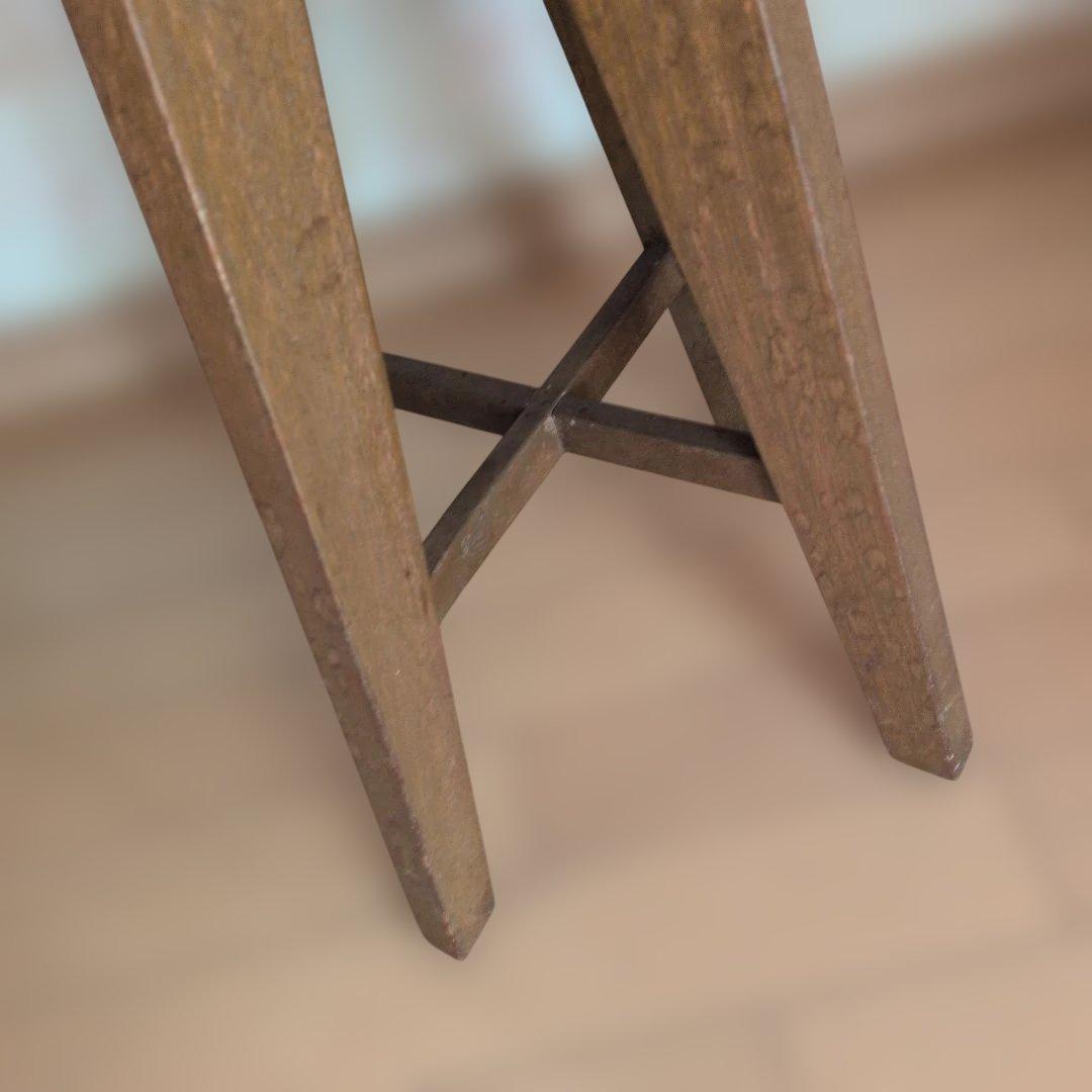 ブロカントフランス天板木製三脚式正方形回転テーブル - メルカリ