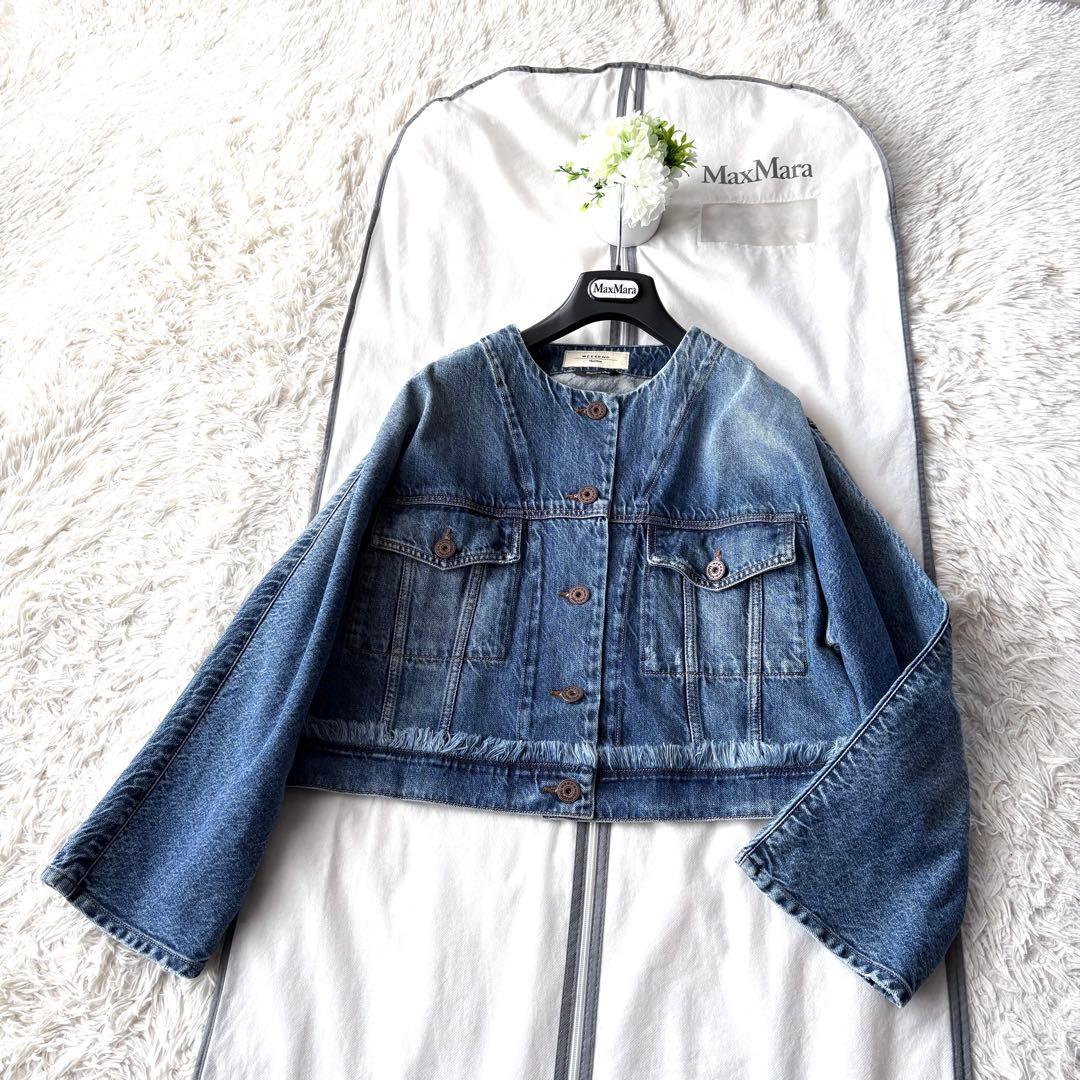 新品同様‼️マックスマーラ エレガントなノーカラー デニムジャケットGジャン