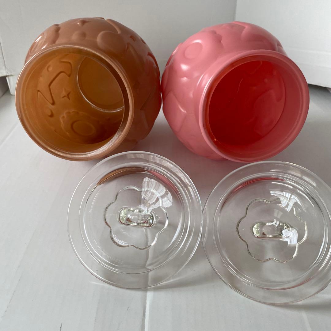 ヘーゼルアトラス　ブラウン・ピンク ガラスジャー2個セット　ヴィンテージ