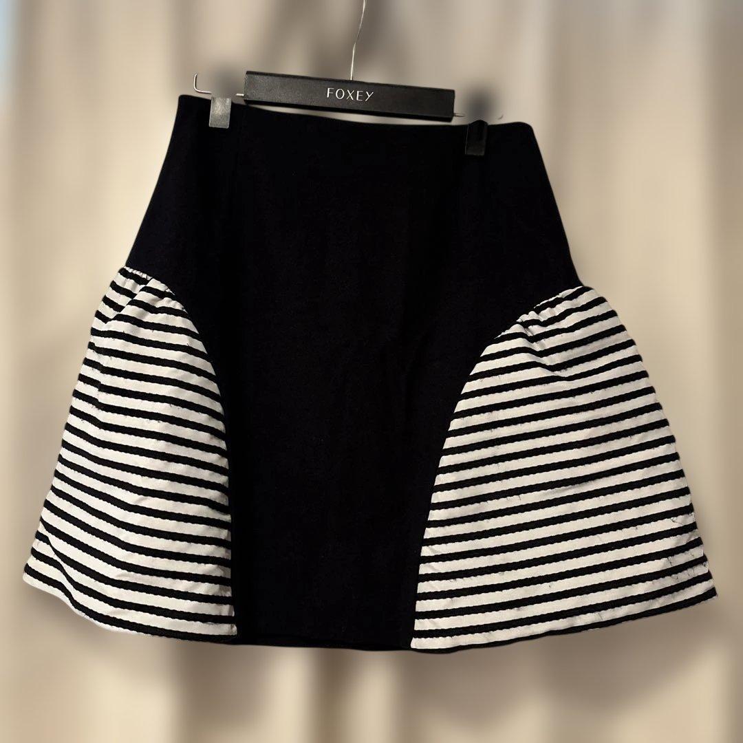 ボーダーズアットバルコニー ボーダーウールスカート カシミヤ混 38