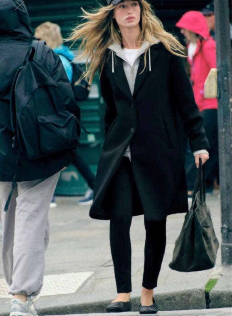 ZARA】良品デタッチャブルフードコート ブラックXS 完売品 セレブ