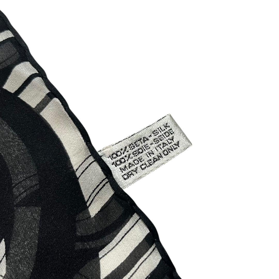 ⭐︎美品⭐︎ レア シャネル シルクプリーツスカーフ　ココマーク 黒 イタリア製