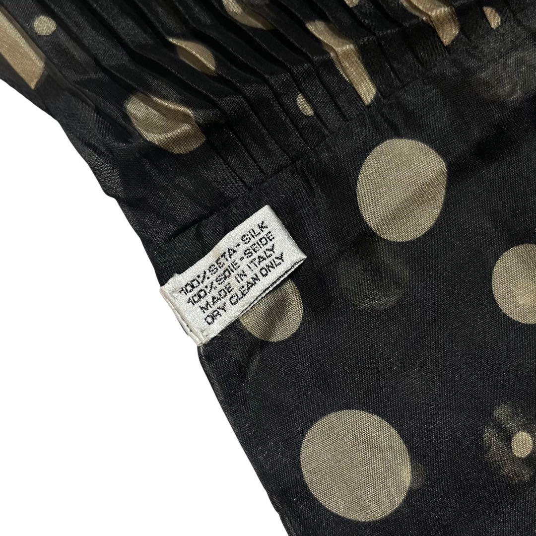 ⭐︎美品⭐︎ レア シャネル シルクプリーツスカーフ　ココマーク 黒 イタリア製