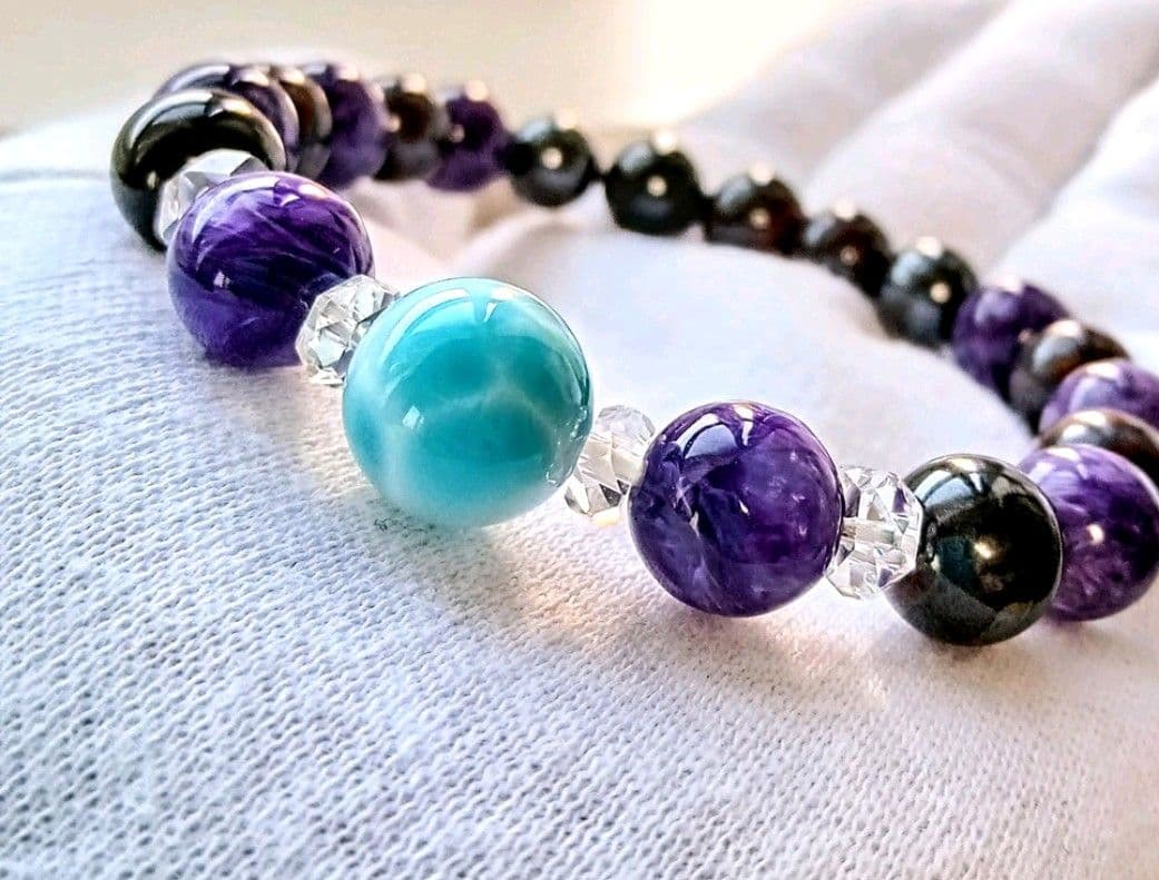 ５Ａ級✿天然色❨特極上❩厳選１１ mmラリマー(三大ヒーリングストーン)ブレス