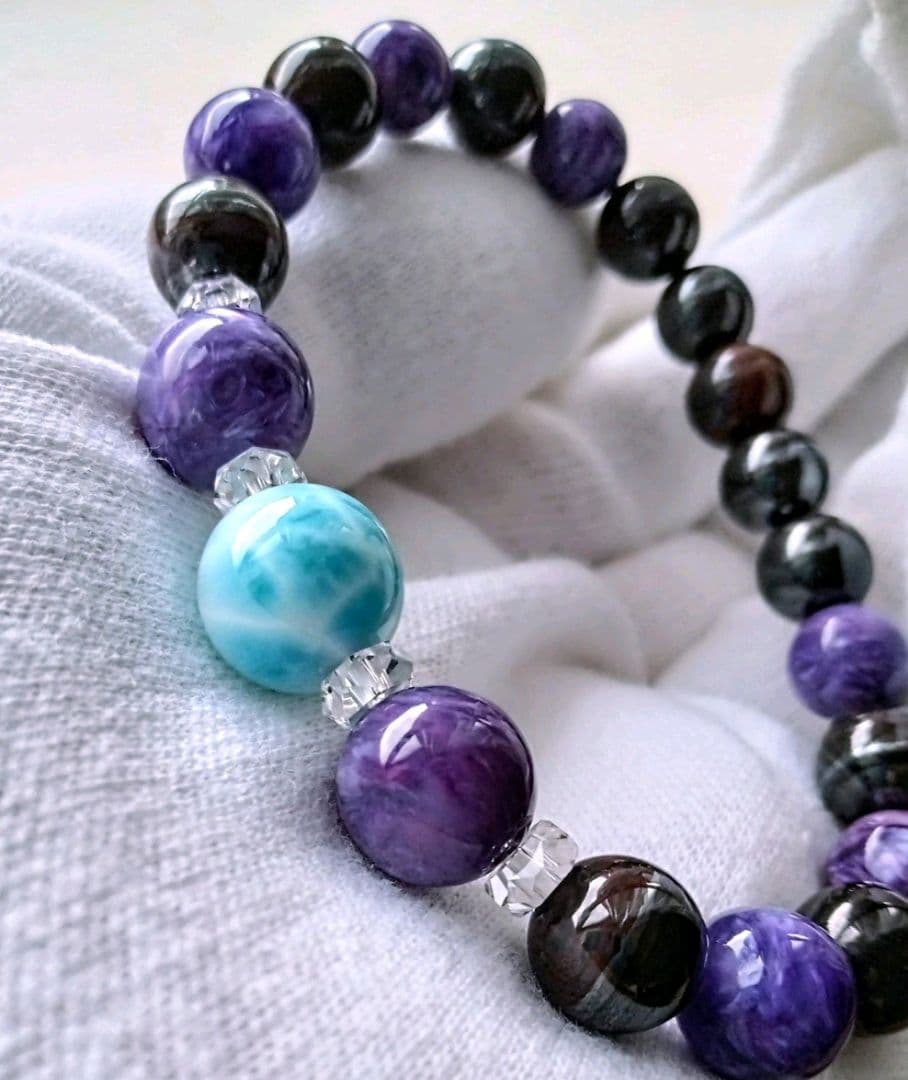 ５Ａ級✿天然色❨特極上❩厳選１１ mmラリマー(三大ヒーリングストーン)ブレス