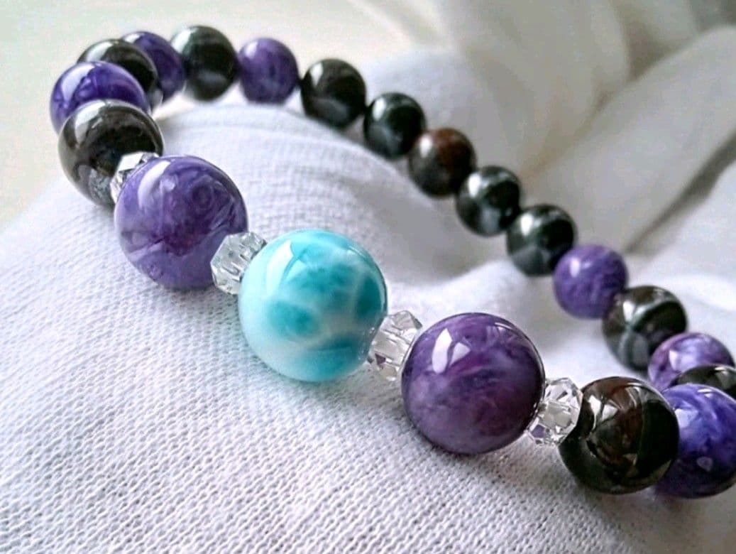 ５Ａ級✿天然色❨特極上❩厳選１１ mmラリマー(三大ヒーリングストーン)ブレス