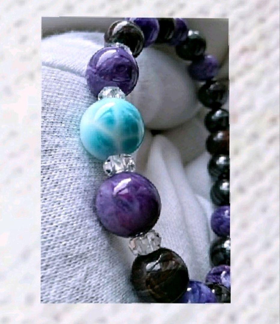 ５Ａ級✿天然色❨特極上❩厳選１１ mmラリマー(三大ヒーリングストーン)ブレス