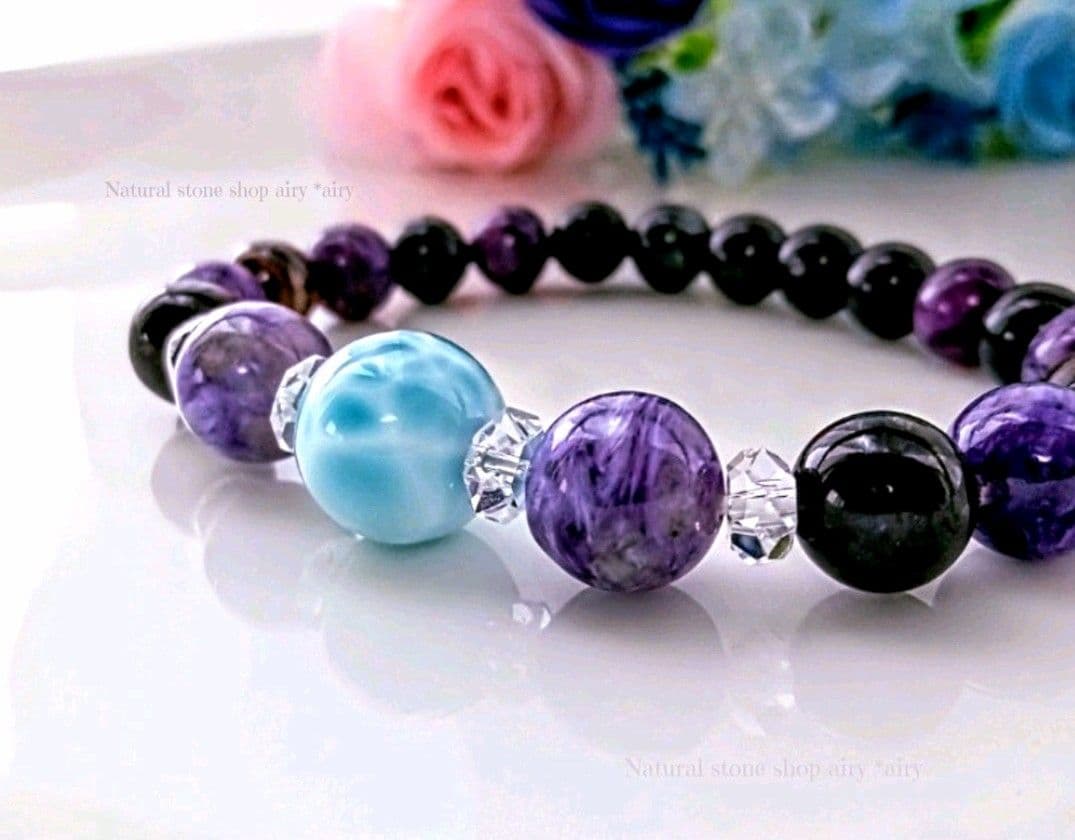 ５Ａ級✿天然色❨特極上❩厳選１１ mmラリマー(三大ヒーリングストーン)ブレス