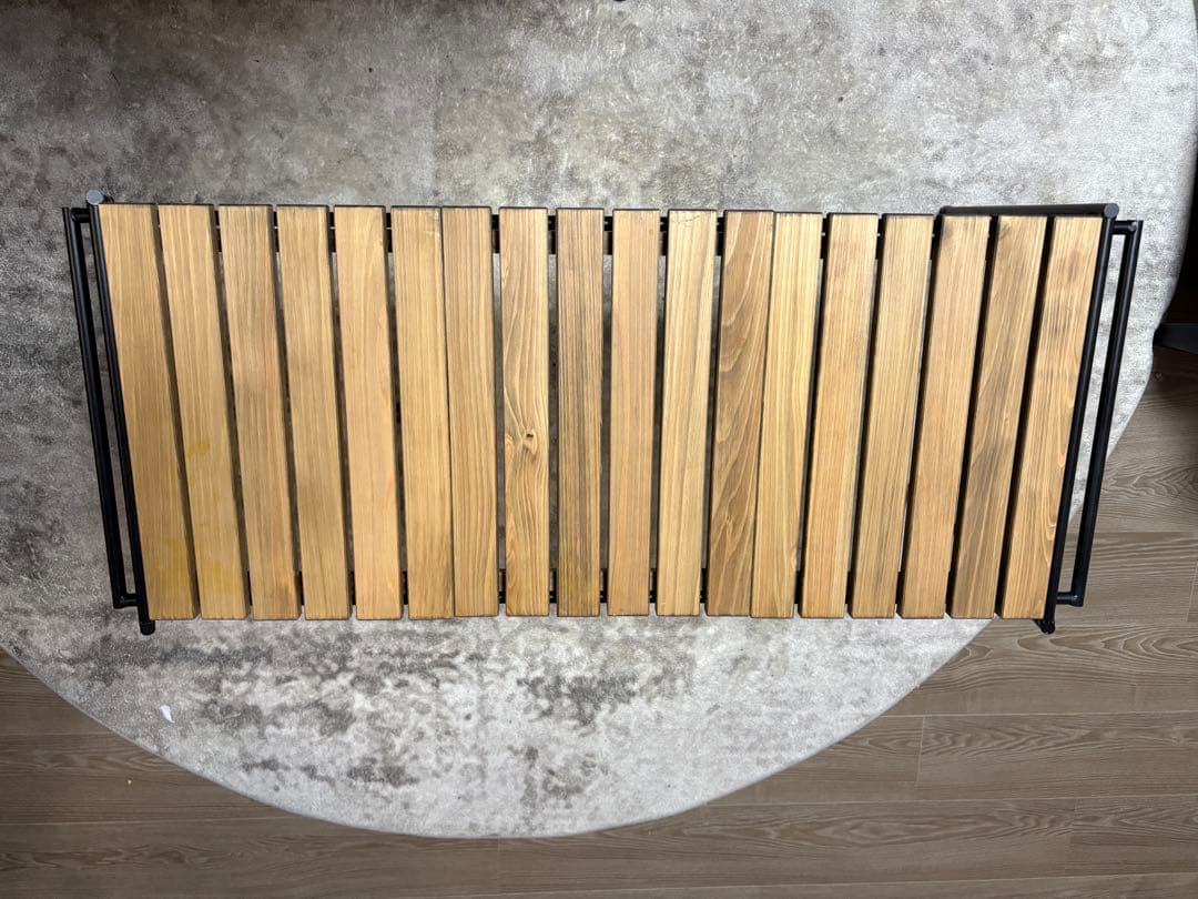 アイアン工房　アウトドアテーブル 木製スラットデザイン