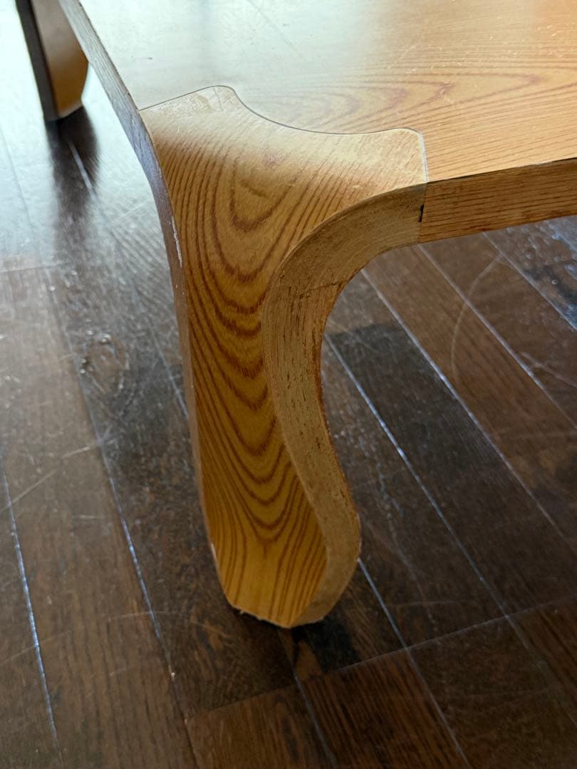 木製長方形　テーブル カーブ脚デザイン　座卓