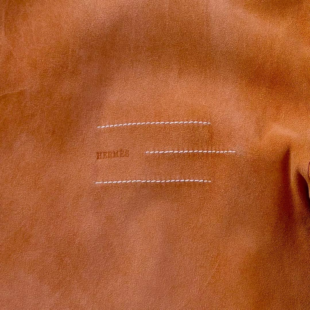 エルメス　胸ロゴ刻印 トナカイ革使用スウェードレザーシャツ