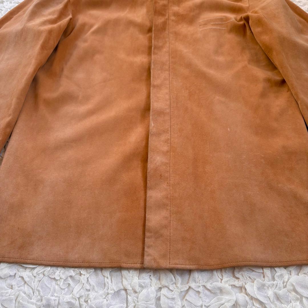 エルメス　胸ロゴ刻印 トナカイ革使用スウェードレザーシャツ