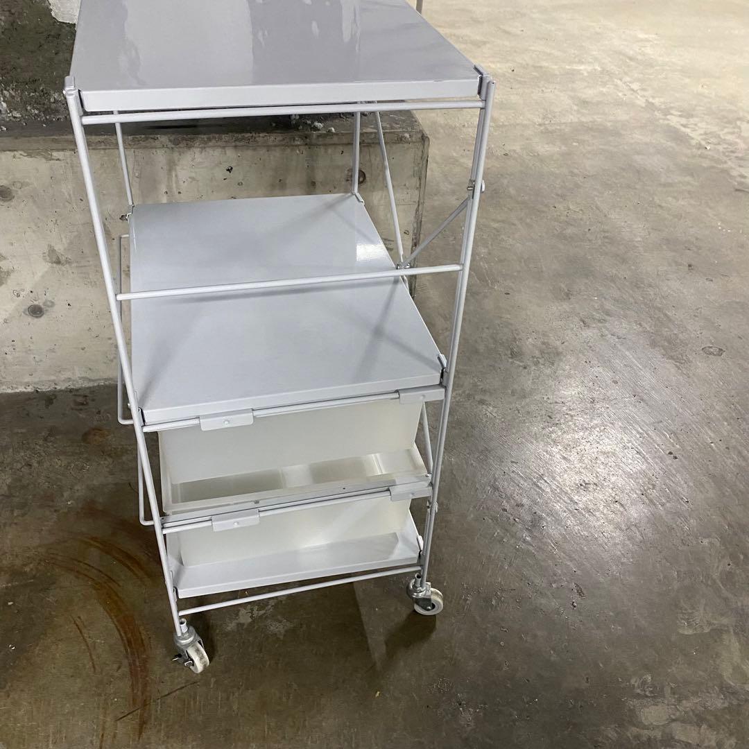 無印良品　スチールユニットシェルフ　グレー　キャスター　引き出し