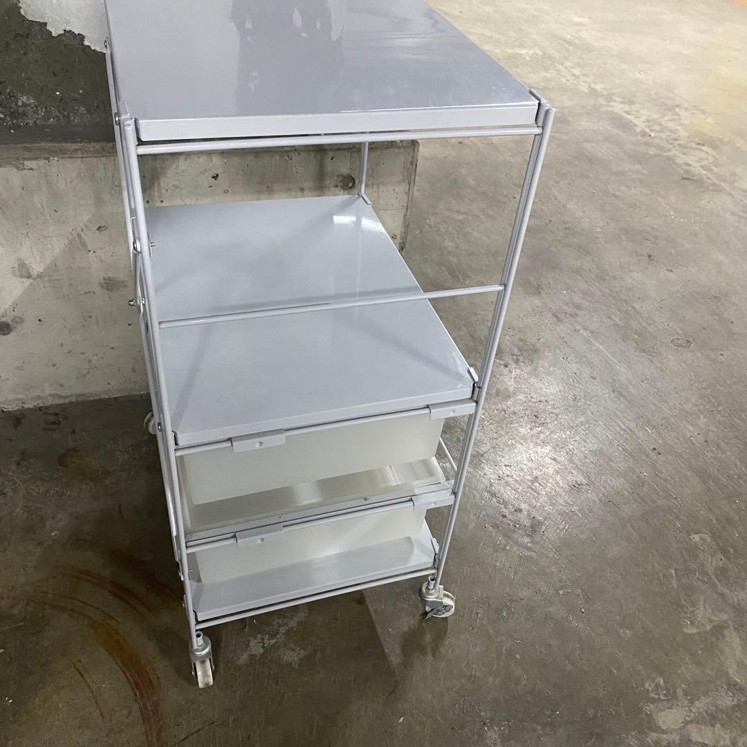 無印良品　スチールユニットシェルフ　グレー　キャスター　引き出し