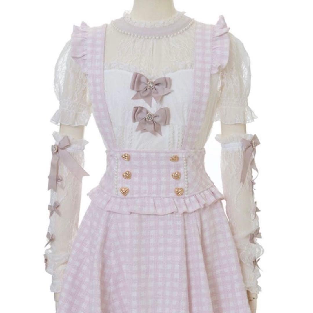 ♥ LIZLISA ギンガムツイードサスペンダー付きスカパン - メルカリ