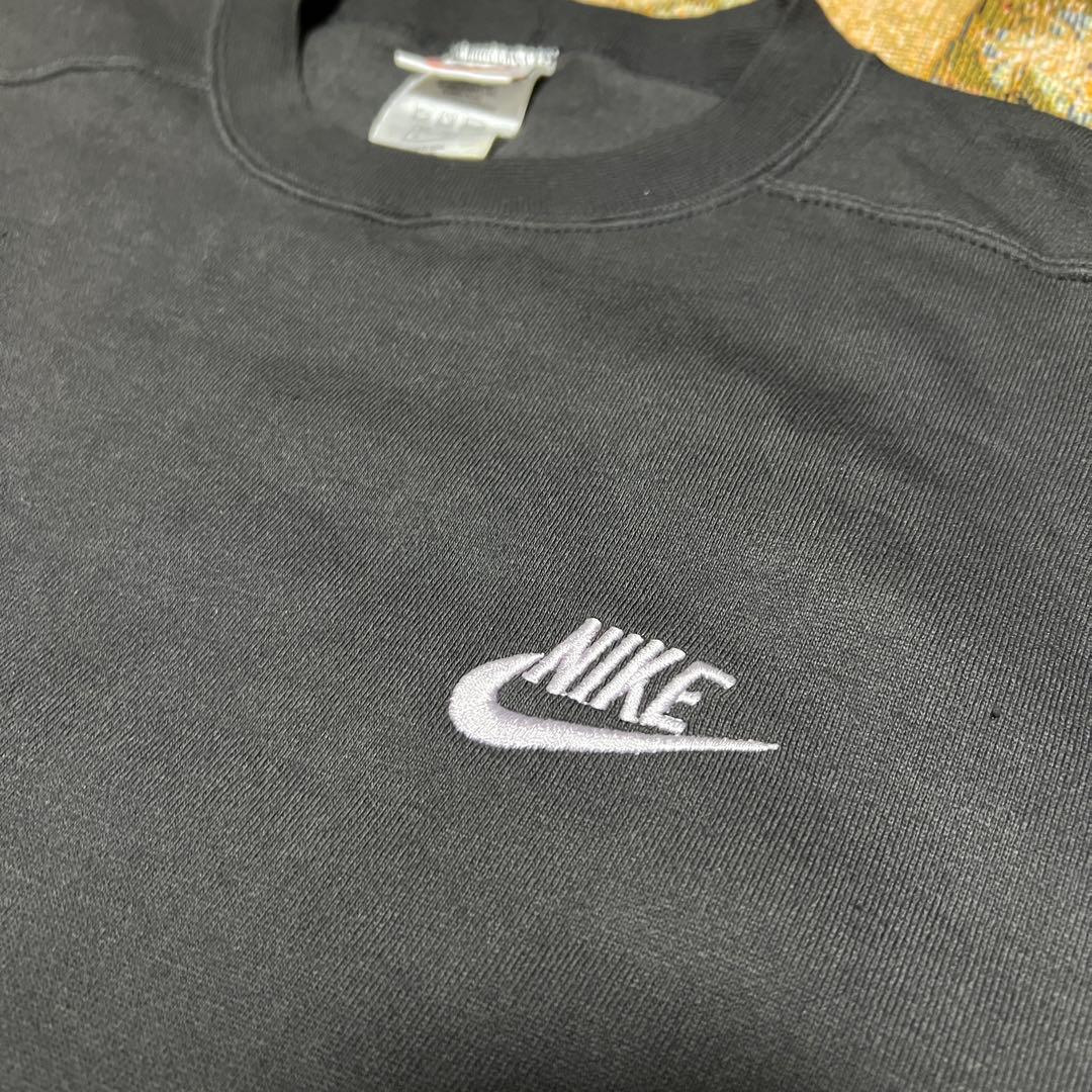 【デッドストック】90sUSA製ナイキワンポイントロゴ刺繍新品タグ付きブラック