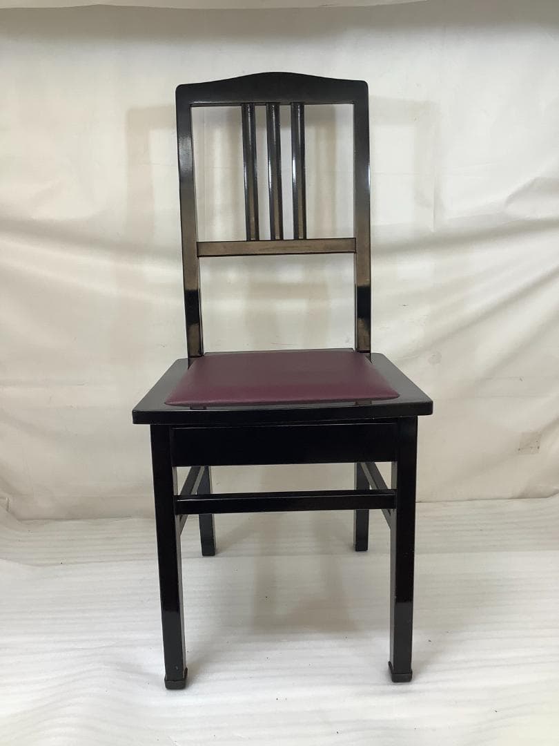 ※76857※背もたれ付きピアノ椅子（黒）