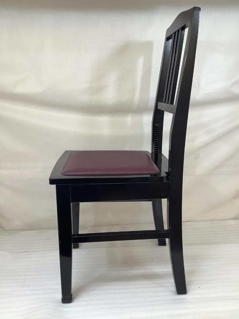 ※76857※背もたれ付きピアノ椅子（黒）