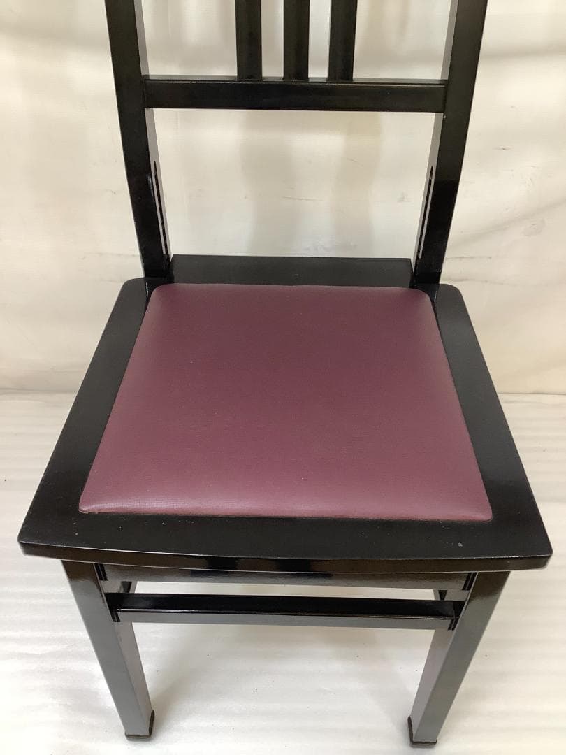 ※76857※背もたれ付きピアノ椅子（黒）