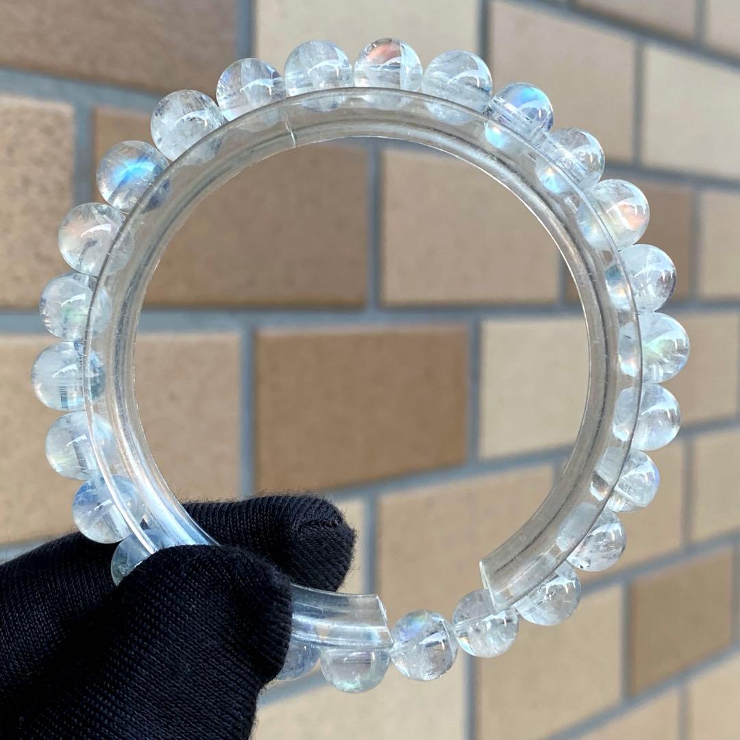 発色良好❣️マダガスカル産レインボームーンストーン7.0-7.3mmブレスレット